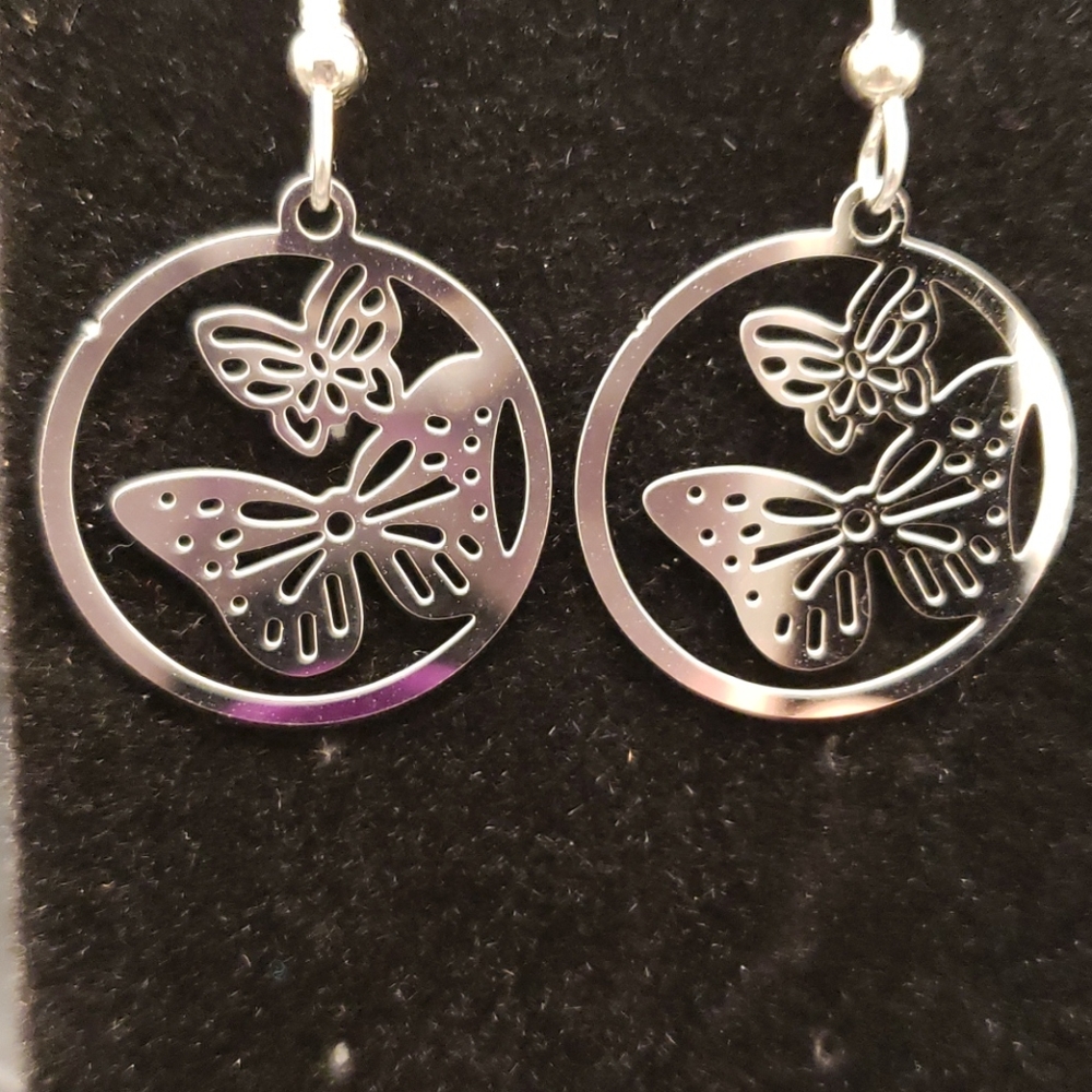 Laser cut Silver Butterfly Earrings
